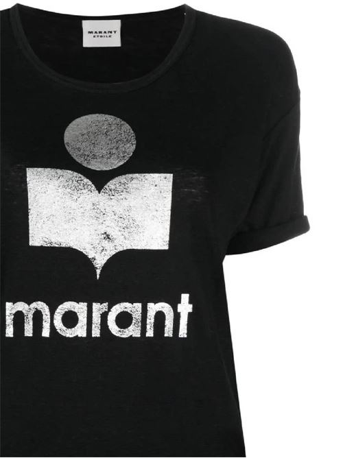 Logo-print linen T-shirt MARANT ETOILE | TS0004FAA1N10E01BK